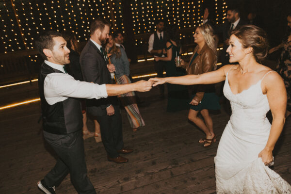 Dancing the night away at their garden wedding reception 