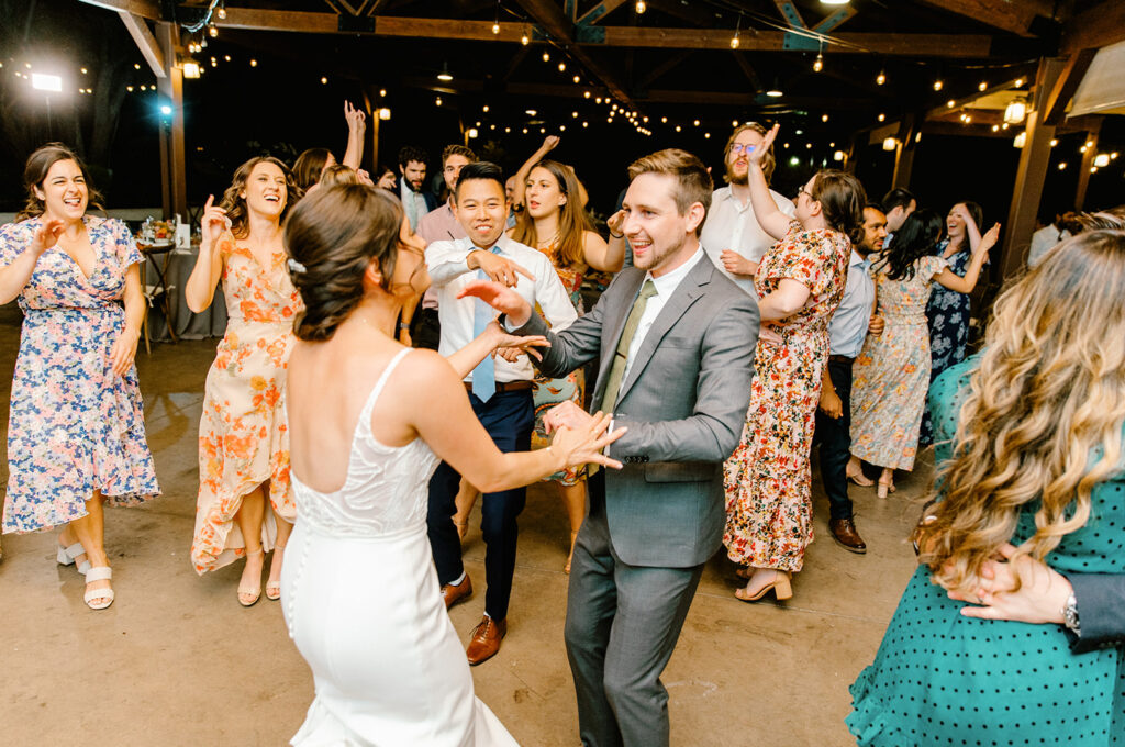 Bride and groom having a blast at their wedding reception in Sonoma Valley