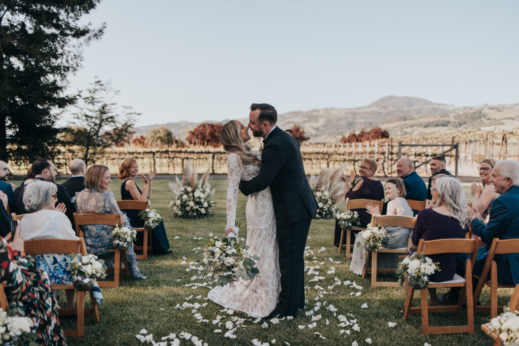 Outdoor wedding ceremony at Trentadue winery